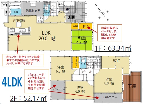 間取り 4LDK+シューズインクローク・ウォークインクローゼット