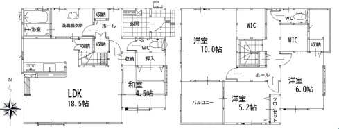 間取り 4LDK 全居室収納あり