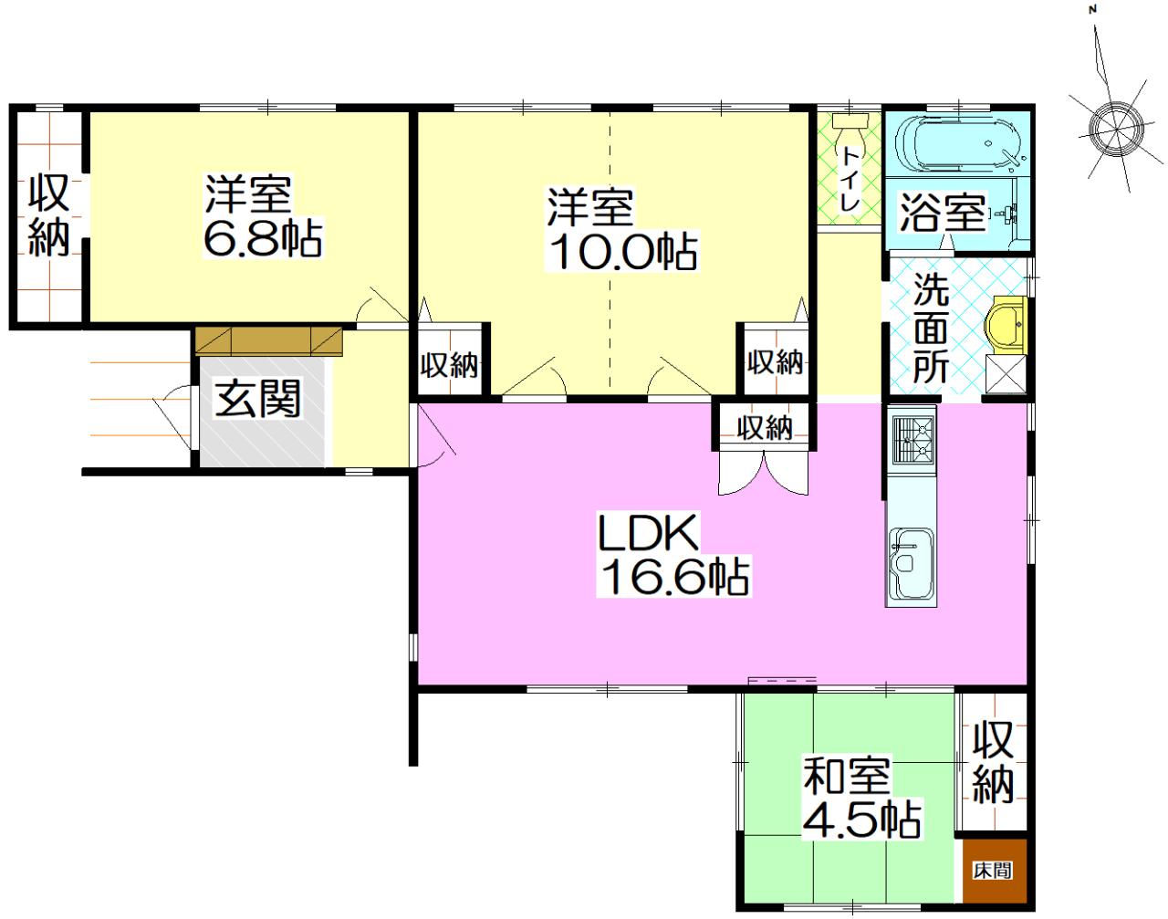 間取り 3LDK(4LDKに変更可) 平家